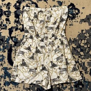 reserved YFL cream, yellow, zebra strapless romper